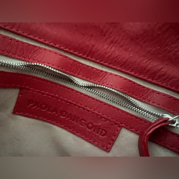 New PAOLA DANGOND Genuine Crocodile Chain Strap Shoulder Bag Handbag, Red - Picture 10 of 10